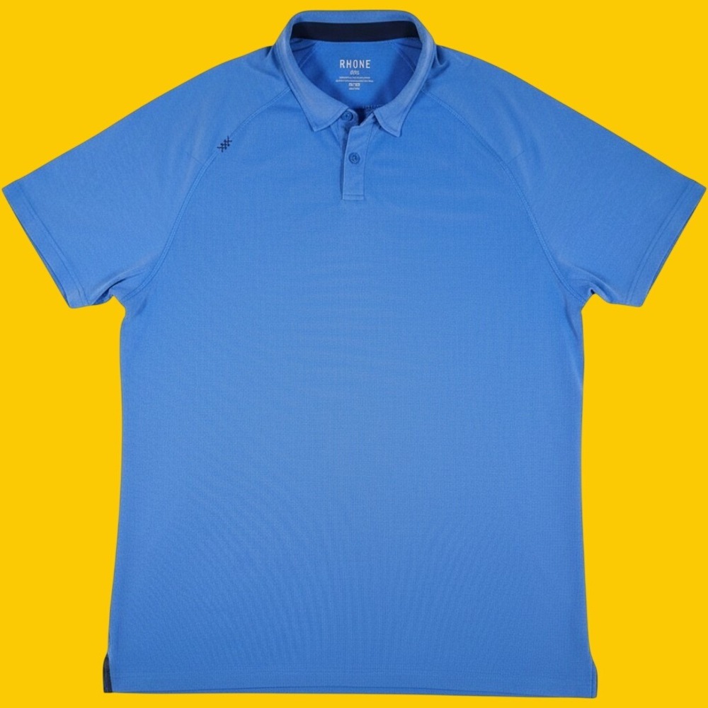 Rhone Delta Pique Polo Shirt Mens XL Blue Polyester Blend Golf Casual